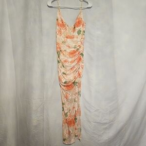 One And Only Collective Peach Floral Maxi Dress Women's  Small